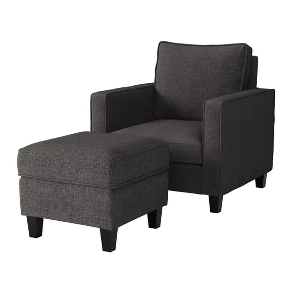 Georgia Linen-Like Upholstered Accent Chair & Ottoman Set