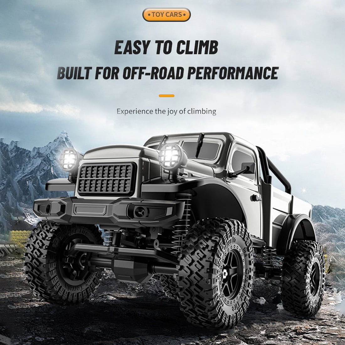 C8813 1/14 Scale 4WD Rock Crawler RC Truck, 2.4G Remote Control Off-Road Vehicle with High Torque Motor & LED Lights, 40+ Min Playtime, Waterproof ESC for Teens and Adults