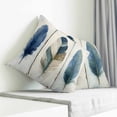 thumbnail image 4 of Throw Pillow Covers 18x18 Inch, Boho Blue Feathers Decorative Pillow Cases for Couch Sofa Bed, Farmhouse Vintage Wooden Grain Cotton Linen Square Home Decor Pillowcases with Hidden Zipper, 4 of 7