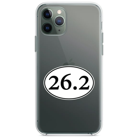 DistinctInk Clear Shockproof Hybrid Case for iPhone 12 MINI (5.4" Screen) - TPU Bumper Acrylic Back Tempered Glass Screen Protector - 26.2 - Marathon Sticker - Running