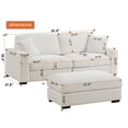 thumbnail image 3 of Modular Loveseat with Ottoman Chaise Chenille Wide Couch Sectionals White, 3 of 9