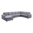thumbnail image 3 of Bowery Hill Linen Fabric Gray Sectional Sofa Reversible Unassembled, 3 of 6