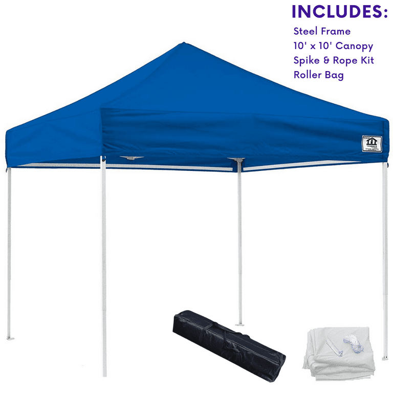 Impact Canopy 10 x 10 Pop Up Canopy Tent, Straight Leg Shelter, Steel  Frame, UV Coated, Roller Bag, Royal Blue 