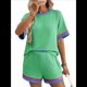 thumbnail image 2 of Conjuntos de Dos Piezas para Mujer: Sudadera Informal de Corta, Pantalones Cortos A Juego, Chándal Verde M, 2 of 7
