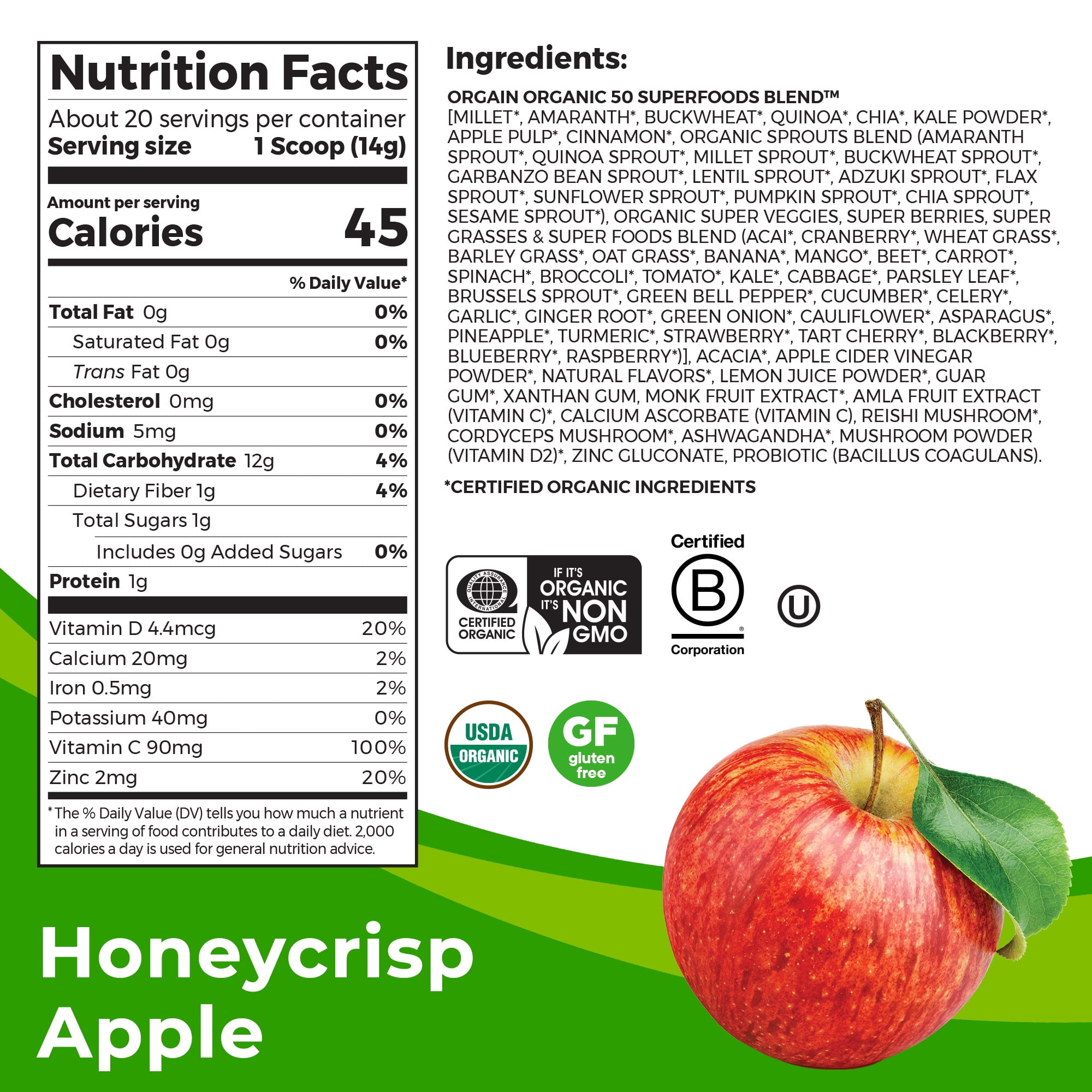 Orgain ® Organic Superfoods + Immunity Up™! - Honeycrisp Apple