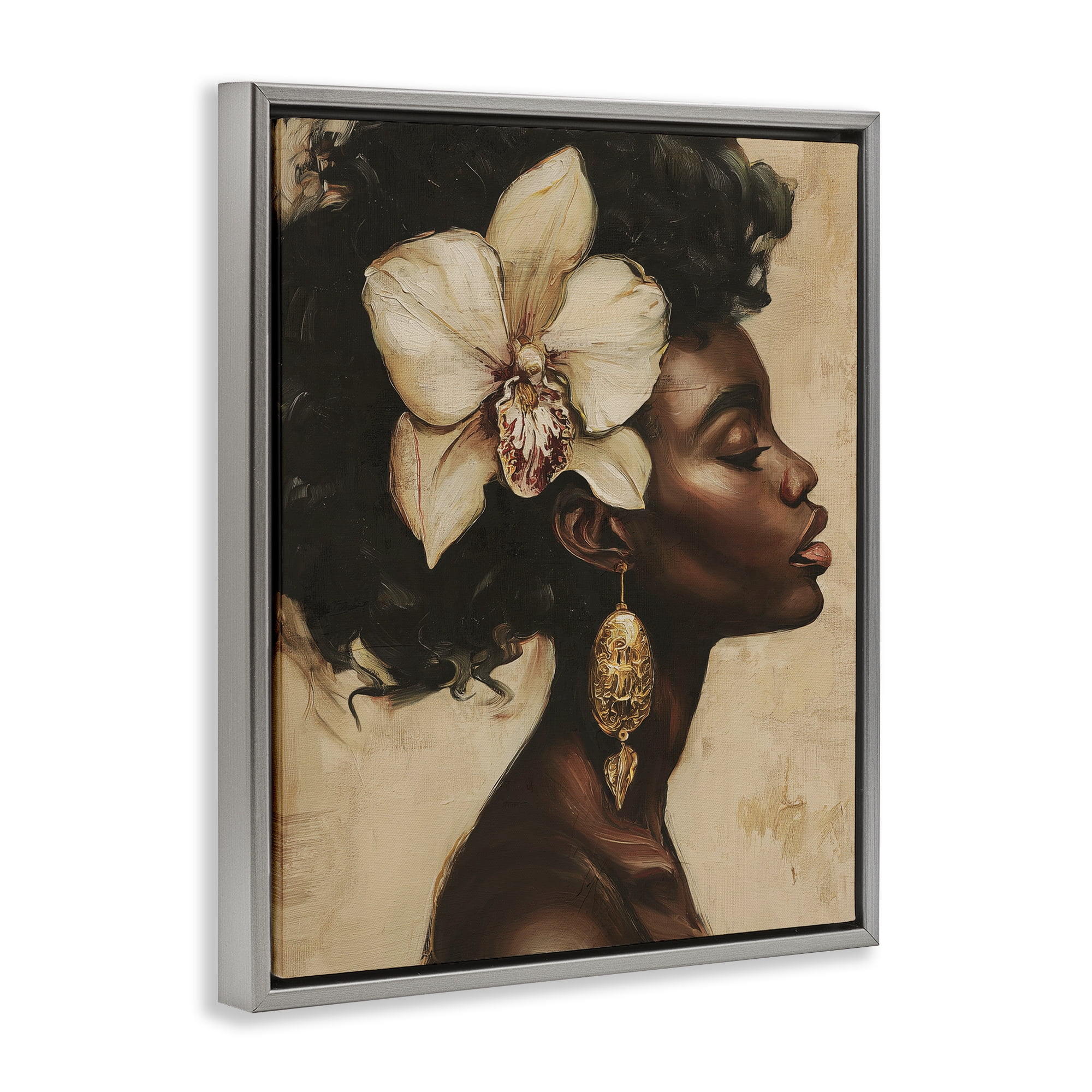 Stupell Industries Orchid Majesty Portrait Gray Framed Floater Canvas Wall Art, design by Svetlana Aleynikova