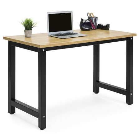 Large Table Best Choice Products Large Modern Computer Table Writing Office Desk Workstation - Light Brown/Black ()