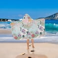thumbnail image 2 of Yayeee Kids Hooded Towel with Hand Pockets Beach Soft Absorbent Bath Wrap 50 x 23.5 inch, Green Floral Cranes Pattern, 2 of 5