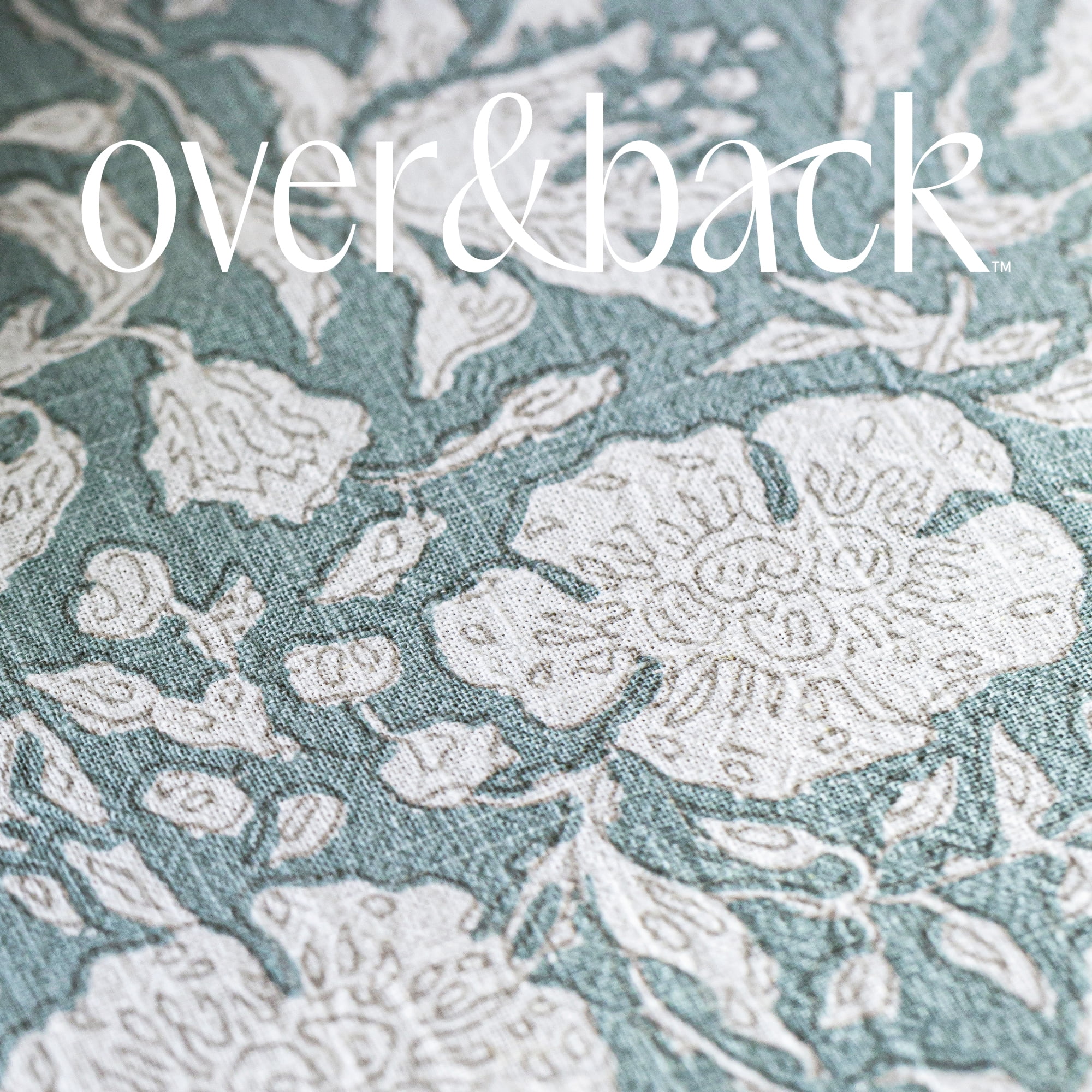 over&back 18x90 Hand-Blocked Printed Cotton Table Runner - Washable Table Runners for a Custom Home Decor Tablescape - Perfect for Coffee Table, Dinner Table, Living Room, and More - Blue Floral