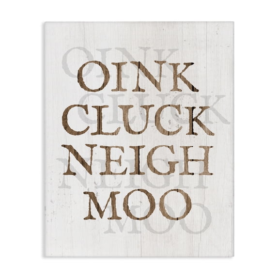 Stupell Industries Oink Cluck Neigh Moo Typography Painting Gallery Wrapped Canvas Art Print Wall Art, 16 x 20