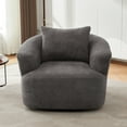 thumbnail image 5 of 360° Swivel Chair, 38.2" Accent Chair Sofa, Upholstered Swivel Barrel Sofa Chair with a Throw Pillow for Living Room, Bedroom, Office and Hotel (Gray), 5 of 12