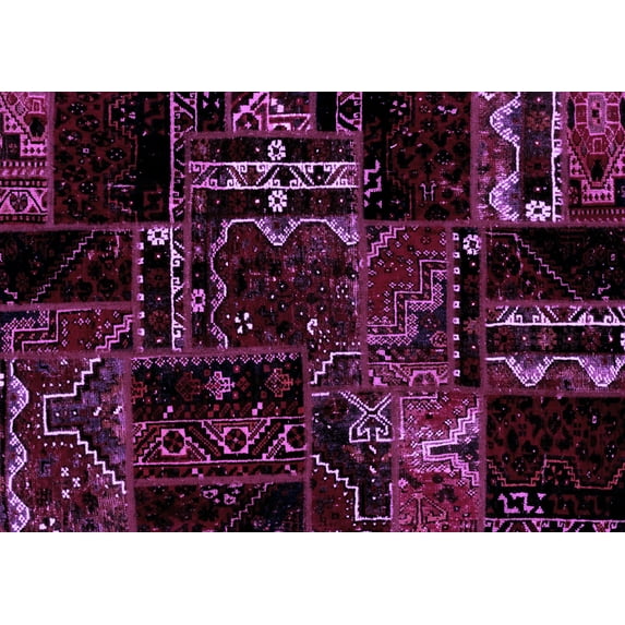 Ahgly Company Indoor Rectangle Patchwork Purple Transitional Area Rugs, 5' x 8'