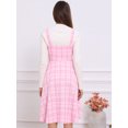 thumbnail image 3 of DARING DIVA Women's Sleeveless Square Neck Plaid A Line Pinafore Dresses XL Deep Pink, 3 of 6