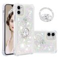 thumbnail image 1 of Funda para iPhone 11 con Brillo Líquido Flotante, Purpurina, Parachoques y Anillo Giratorio Soporte, 1 of 5