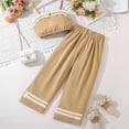 thumbnail image 2 of TOOYOU Girls Summer Outfit Sets Color Contrast High Waisted Wide Leg Pants Casual Suit Girls Casual Outfit Sets For School Size 7-8 Years Brown, 2 of 9