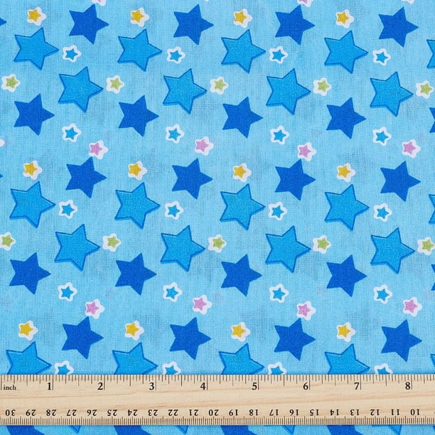 Tela Blue Star de 59 pulgadas de ancho, telas para patchwork con estampado de estrellas, telas para manualidades y acolchado.