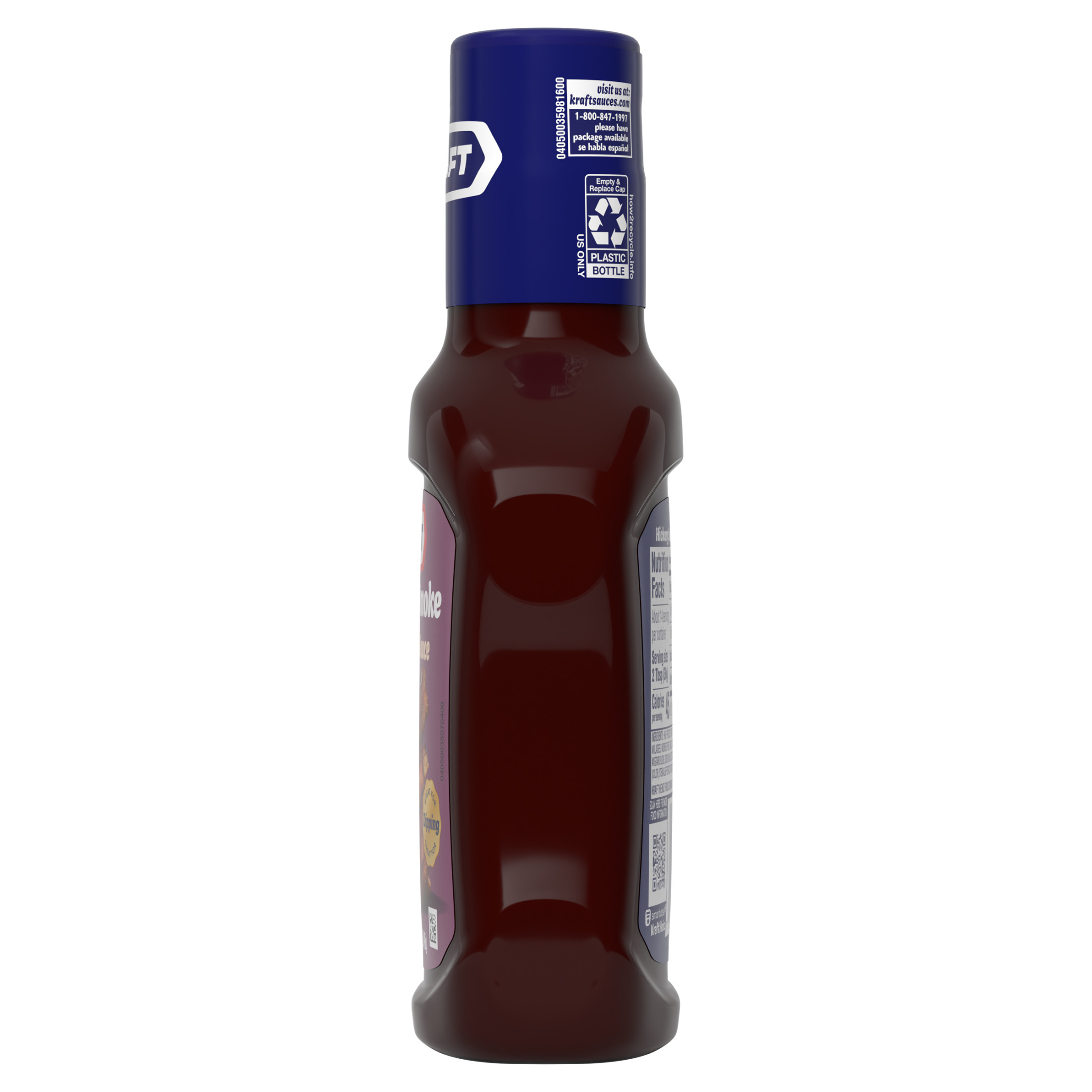 Kraft Hickory Smoke Slow-Simmered Barbecue BBQ Sauce, 17.5 oz Bottle