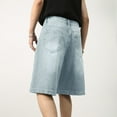 thumbnail image 5 of Jeans for Men Casual Loose Retro Straight Leg Comfortable Stretch Trend Denim Shorts Outdoor Streetwear Mens Jorts Light Blue M, 5 of 7