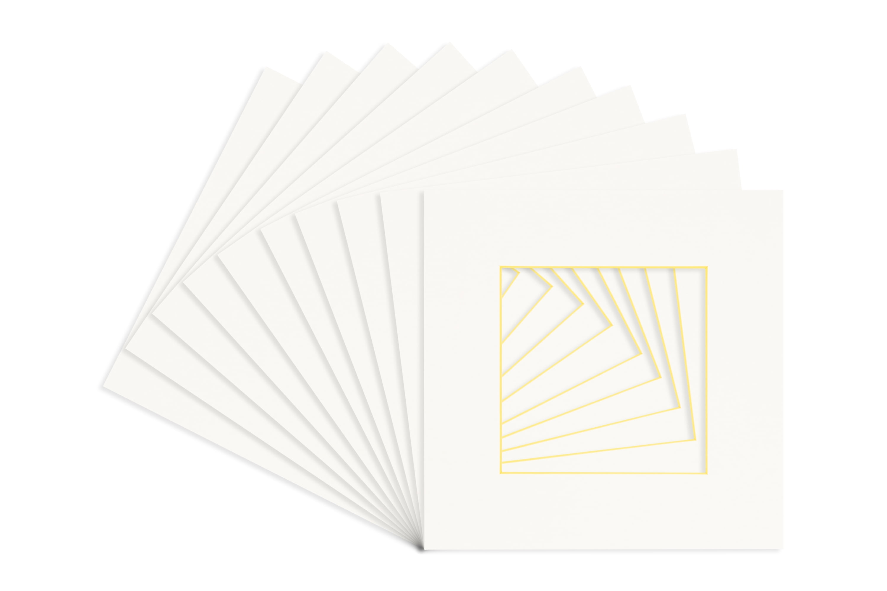 White Acid Free 20x20 Picture Frame Mat With Yellow Core Bevel Cut For 