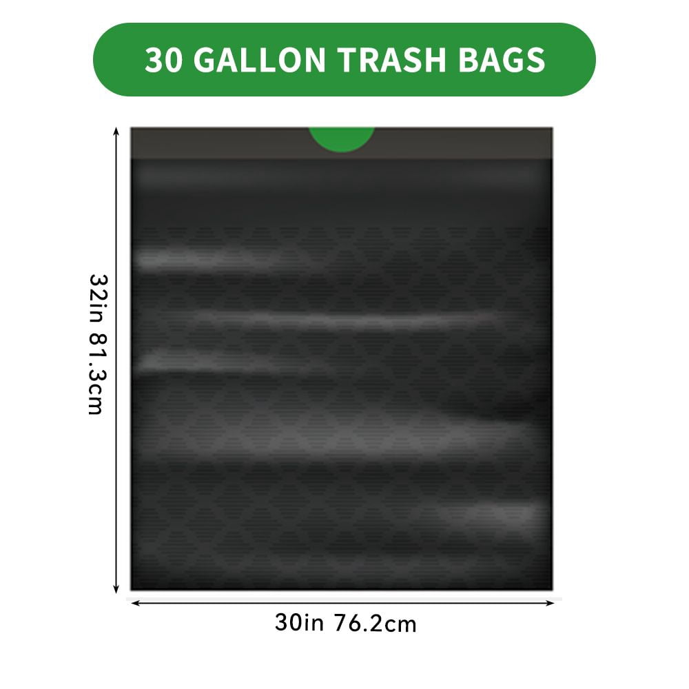 36 Count 30 Gallon Drawstring Trash Bags, Heavy Duty 113.5L Non-Rip Black Garbage Bags for Kitchen Home Garden Commercial Use