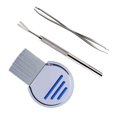 thumbnail image 1 of Ensemble de 3 Pcs Outils de Traitement des Puces pour Animaux en Acier Inoxydable Outil de Retrait des Tiques pour Chiens et Chats Pince Peigne Fournitures pour Animaux, 1 of 7