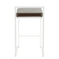 thumbnail image 5 of Fuji Contemporary Stackable Counter Stool In White With Brown Faux Leather Cushion - Set Of 2, 5 of 7