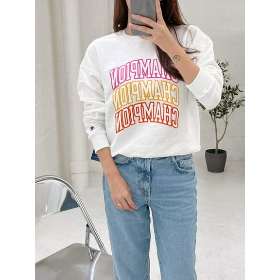 Champion Women's Fleece Pullover Crewneck Sweatshirt White GF535 58600A 100