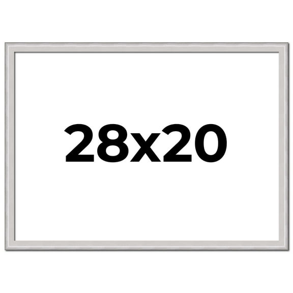 28x20 Frame Silver Inner Slope Bevel Picture Frame | 1 Inch Moulding Width | 0.75 Inch Rabbet Depth