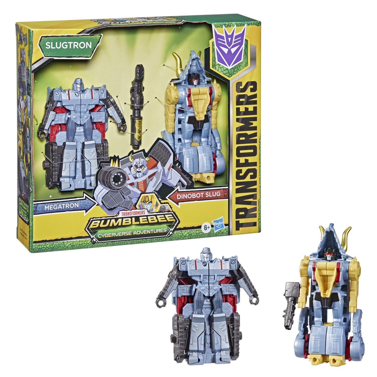 Transformers Bumblebee Cyberverse Adventures Dinobots Unite Toys Dino Combiners Slugtron 2-Pack Action Figures, Ages 6 and Up, 4.5-inch