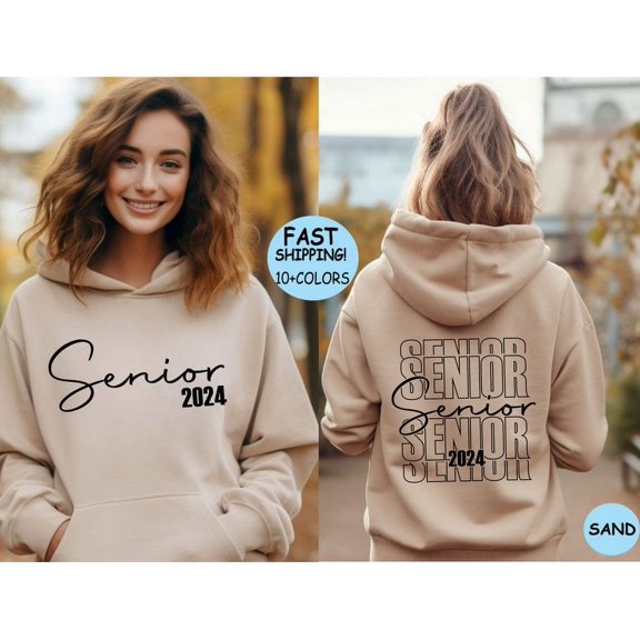 Senior 2024 Hoodie, Graduation 2024 Hoodie, Graduation Gift, Two Sided Senior 2024 sweatshirt, 2024 School Gift, High School Graduation Gift