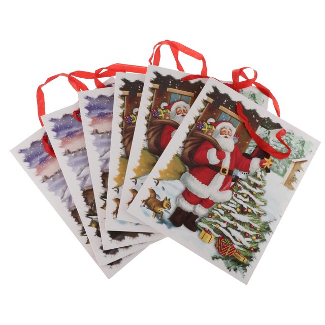 6pcs Grandes Bolsas De Regalo De Navidad Santa Claus Manejan Bolsos De Mano Favor Sunnimix bolsas de fiesta de navidad