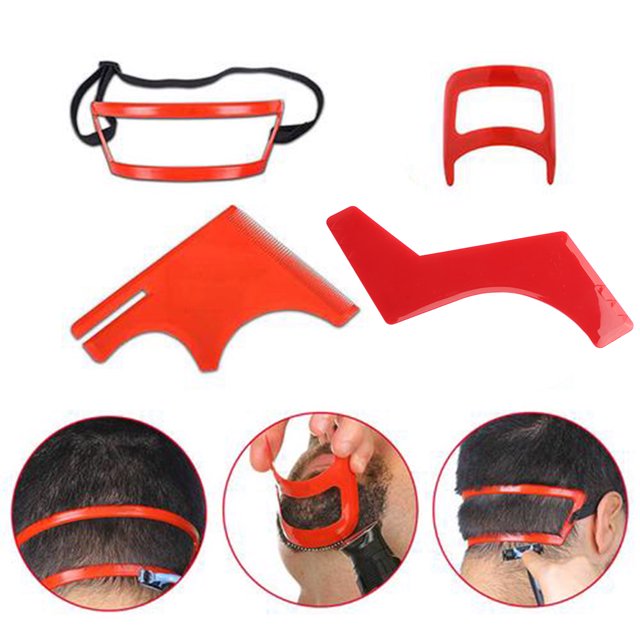 Kit de corte de pelo, barba, perilla y escote, plantilla, guía, línea del cabello, herramienta para dar forma a la barba, kit de corte y cuidado del cabello