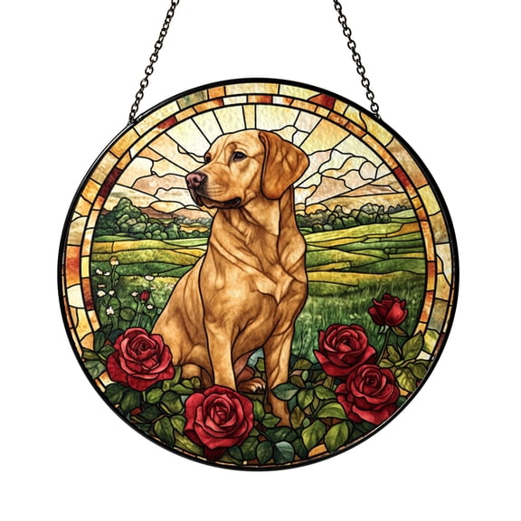 Labrador Dog Stained Glass Style Suncatcher, Pet Memorial Window Hanging for Gentle Remembrance Decor