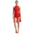 thumbnail image 3 of iefiel Robe de Danse Lyrique pour Femmes avec Strass Robe Asymétrique Jupe en Chiffon Fluide en Tulle Rouge P, 3 of 7