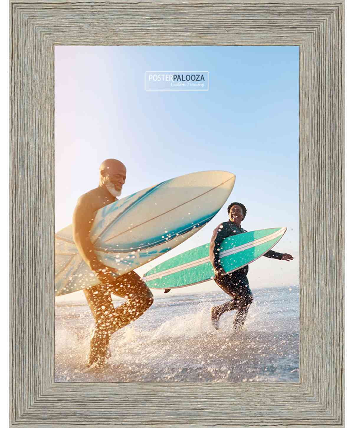 18x24 Grey Rustic Wide Barnwood Picture Frame - UV Acrylic, Foam Board Backing, Hanging Hardware