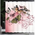 thumbnail image 3 of Ambesonne Butterfly Shower Curtain, Vintage Monarch Damask, 69"Wx70"L, Pale Caramel, 3 of 4