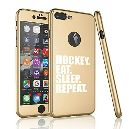 - For Apple iPhone 360° Full Body Thin Slim Hard Case Cover + Tempered Glass Screen Protector Hockey Eat Sleep Repeat (Gold For iPhone X)