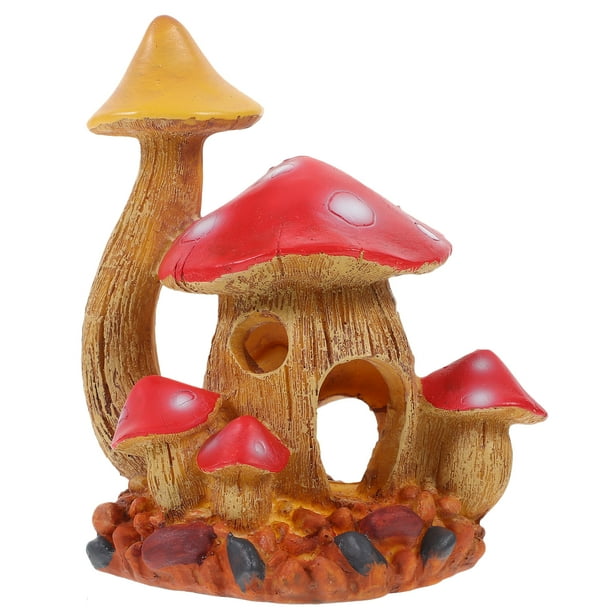 Adorno decorativo de escondite de acuario de dibujos animados, pecera, pecera, escondite de camarones, cueva, decoración de hongos