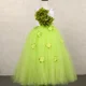 thumbnail image 3 of Vestido de tul con flores para niñas, color verde, naranja y rosa, para desfiles de cumpleaños, fiestas de princesas, bodas y niñas, 3 of 5
