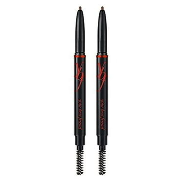 ybf Beauty Universal Automatic Eyebrow Pencil Duo - For All Natural Hair Colors & Skin Tones - Dual-Ended Brow Pencil With Spoolie Brush - Paraben-Free and Cruelty-Free - Taupe - 2 x 0.005 Oz