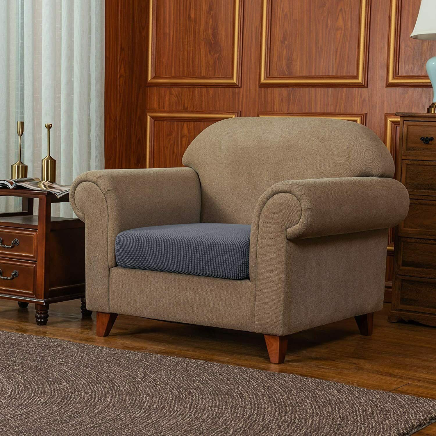 Stretch Sofa Seat Cushion Cover Couch Covers Furniture Protector (Armchair, Gray)