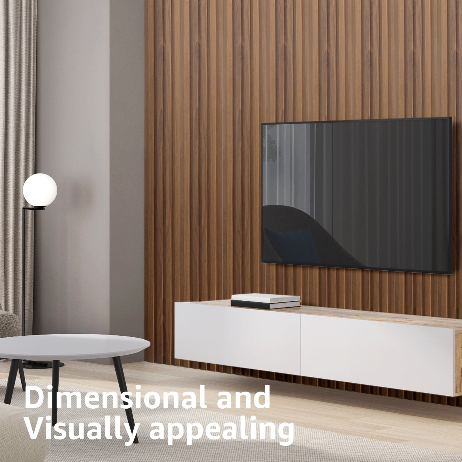 Art3d Slat Wall Panels, WPC Soundproof 3D Wall Paneling, 8-Pack 96 x 6 in. Teak