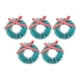 thumbnail image 2 of Juego de 5 mini guirnaldas navideñas de sisal de seda azul y verde con lazo rojo | Adornos festivos para árbol y cajas de regalo, 2 of 5