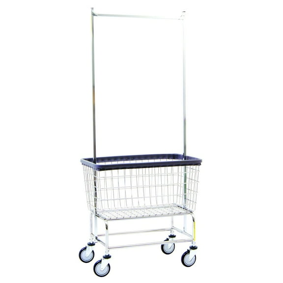 R&B Wire Products Wire Utility Cart with Double Pole Rack, 4.5 Bushel, Chrome