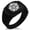 Black, variant on Stainless Steel Sagara Samurai Crest CZ Ribbed Needle Stripe Pattern Biker Style Polished Ring