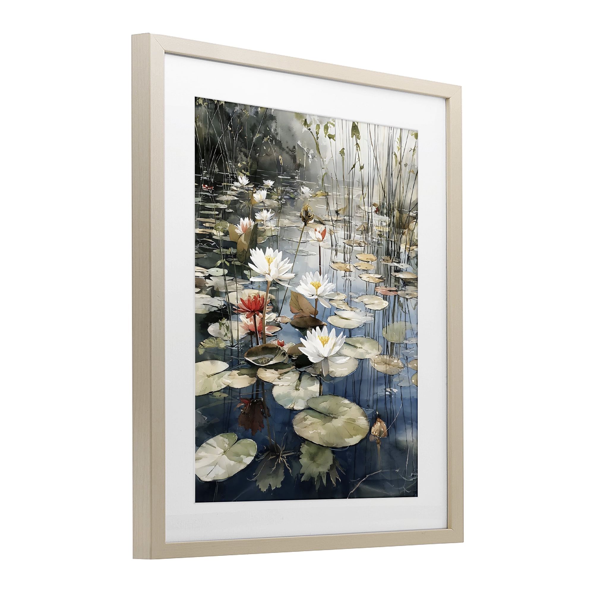 Stupell Industries Lily Wonder Pond Birch Framed Print Under Glass, design by Franklyn Gregory
