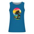 thumbnail image 3 of EchfiProm Blue Summer Tops for Men 2024 Sleeveless Tank Tops Tropical Hawaiian Palm Tree Round Neck Muscle Shirts M, 3 of 4