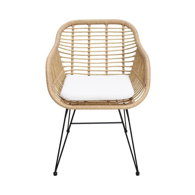 Silla de Exterior Mundo In Tobago Jardin Patio o Terraza, Acero y Rattan, 55 x 58 x 82 cm