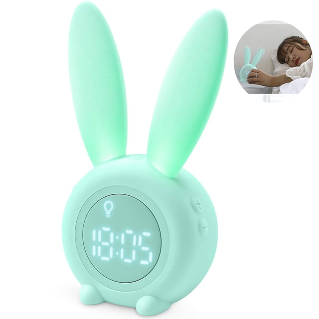 Lindo reloj despertador electrónico lindo conejo - verde Adepaton LL-0102-1