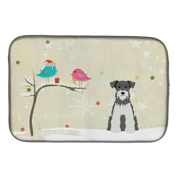 Christmas Presents between Friends Miniature Schanuzer Salt and Pepper Dish Drying Mat